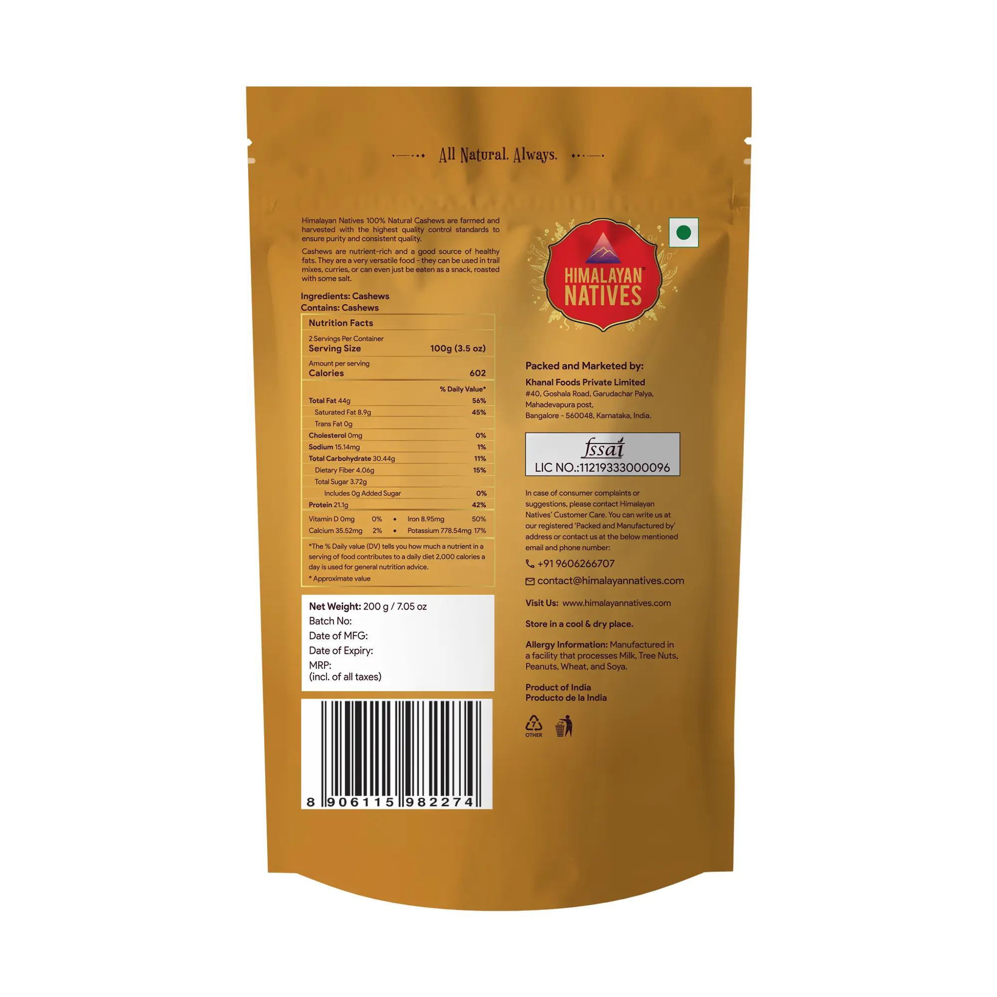 Product Specification - Cashews