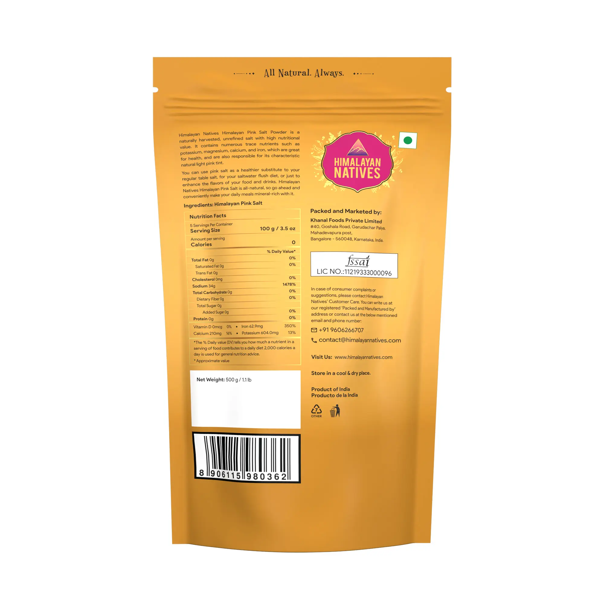 Product Specification - Pink Salt Powder (Pouch)