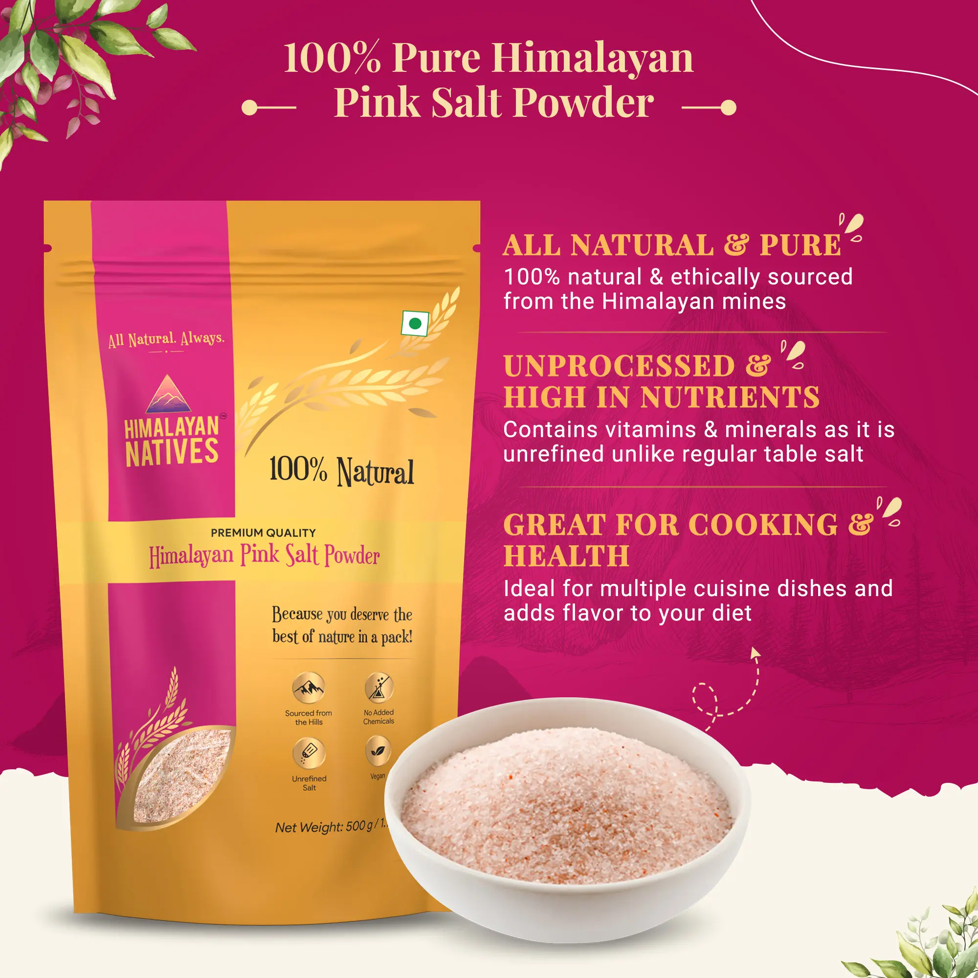 Nutritional Value - Pink Salt Powder (Pouch)
