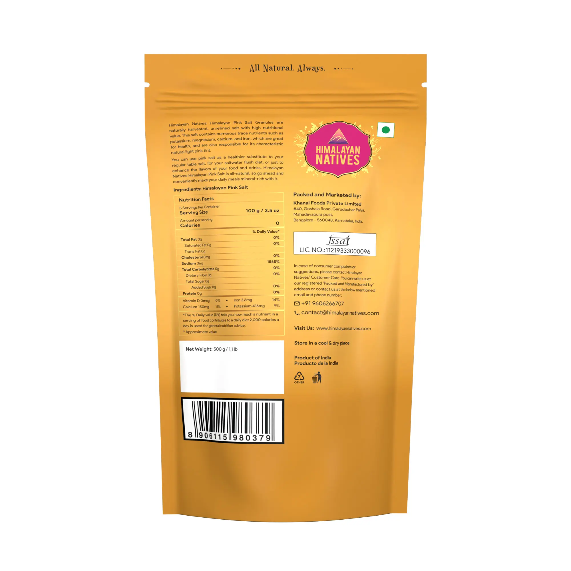 Product Specification - Pink Salt Granules