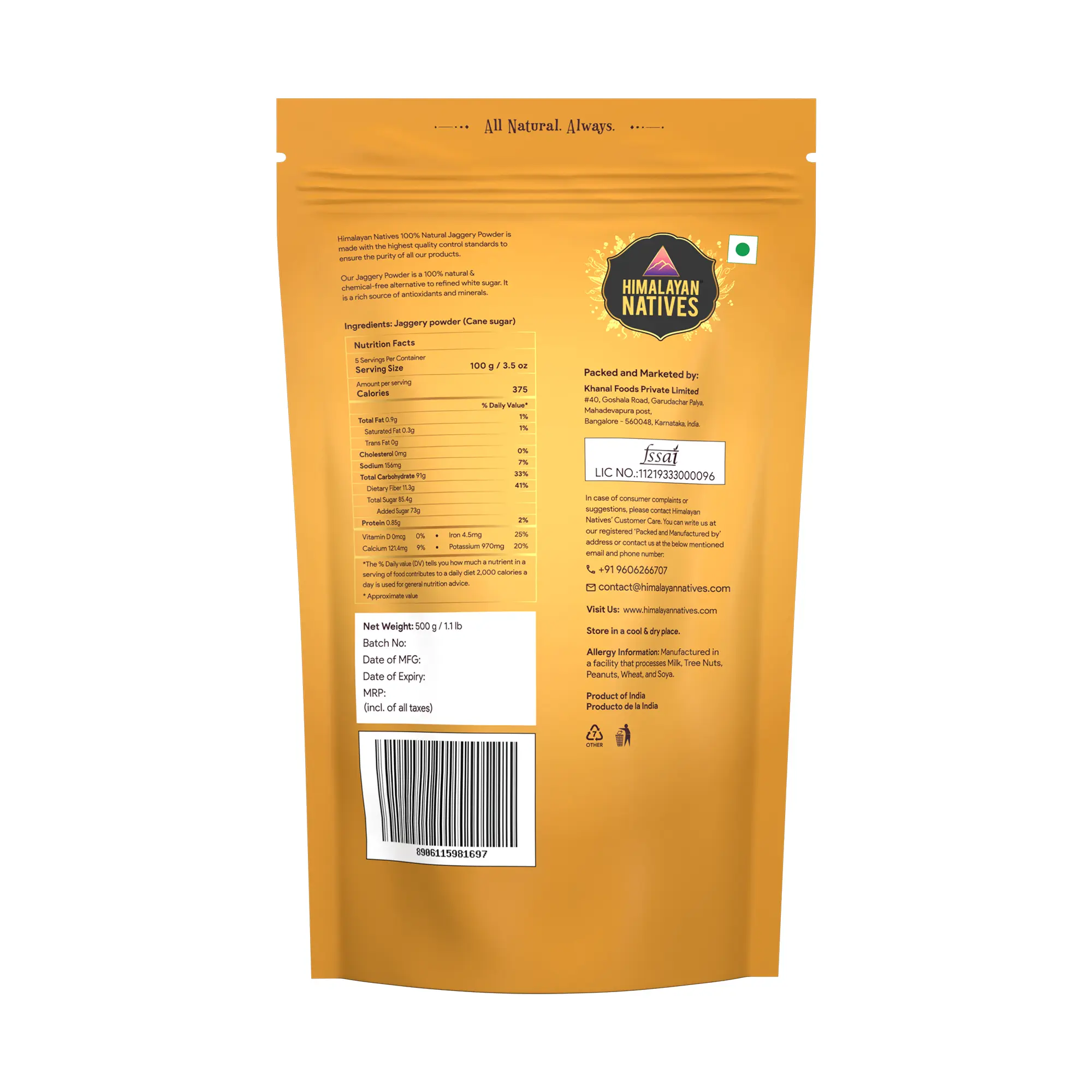 Product Specification - Jaggery Powder