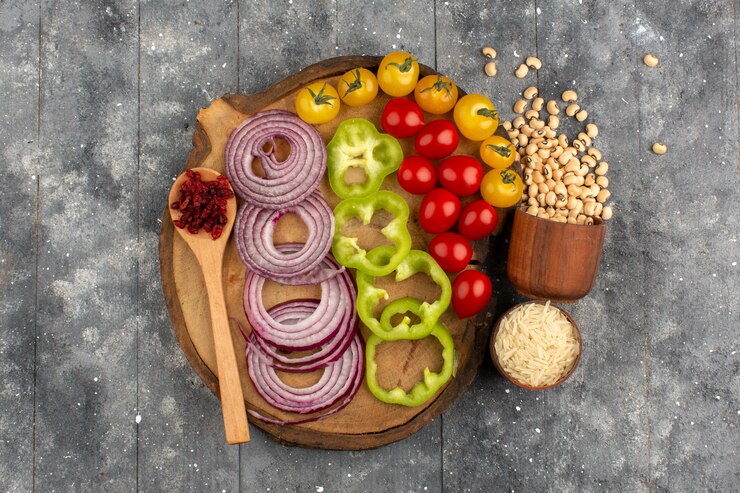 vegetables sliced on plate